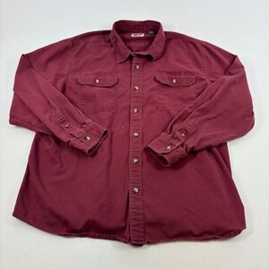 Wrangler Shirt Men‎ 2XL Maroon Red Thick Button Down Pocket Gorpcore Workwear